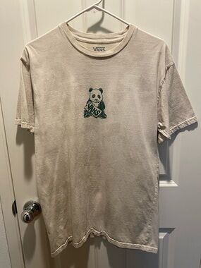 Vans Cream Tie Dye Tee with Green Panda Logo